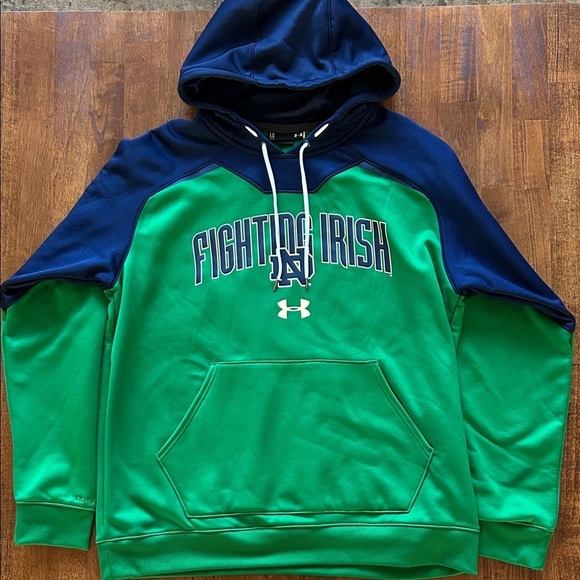Under Armour Other - Notre Dame Fight Irish Under Armour Fan Hoodie, men’s Size L, Green/Navy Blue.‌